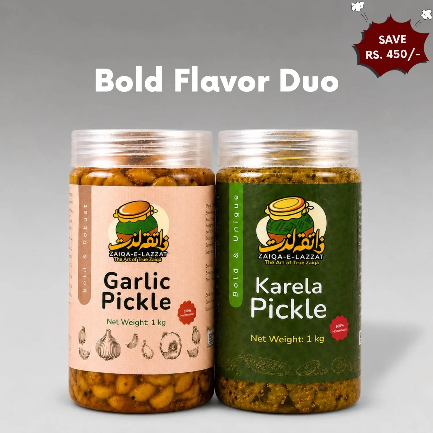 Bold Flavor Duo – Garlic & Karela Pickle