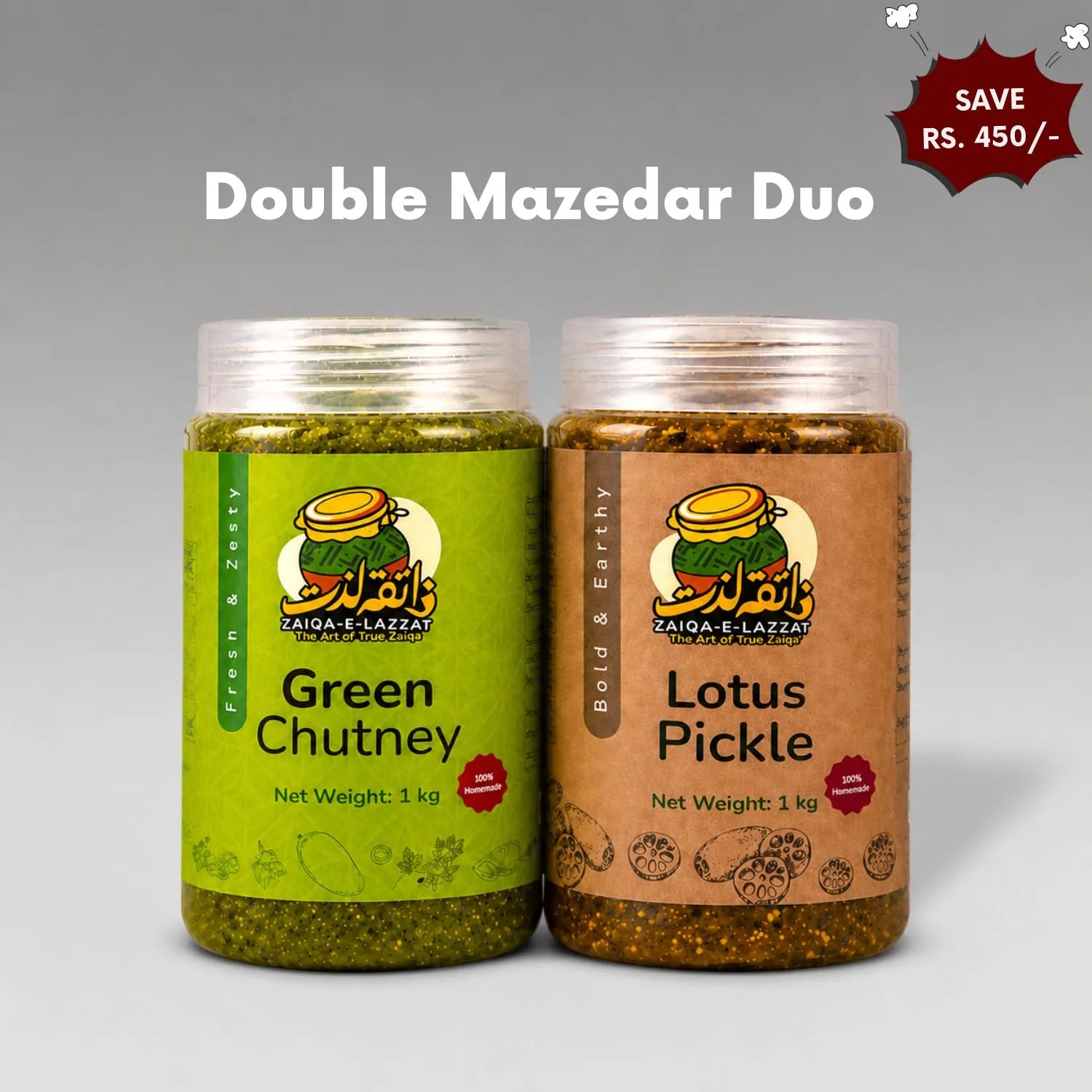 Double Mazedar Duo – Green Chutney & Lotus Pickle