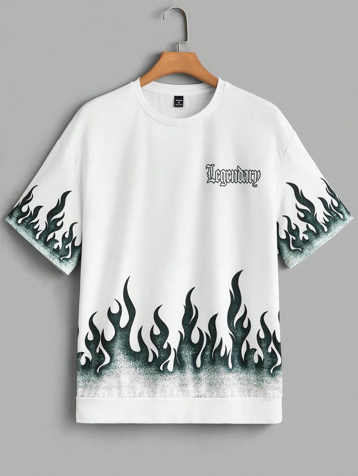 Legendary Flame Graphic Oversized White T-Shirt
